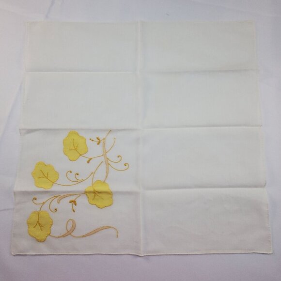 VTG Madeira Applique Floral Handkerchief 14"x14" Yellow & White Cotton Hankie - Picture 8 of 11